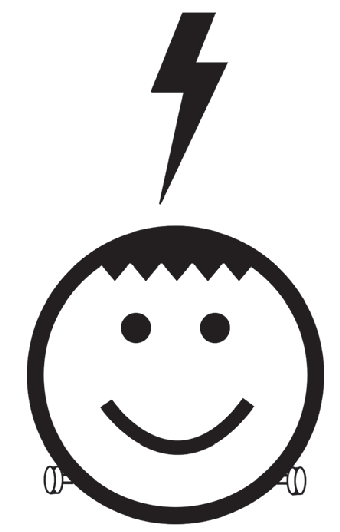 Icon of a lightning bolt over a smiley face